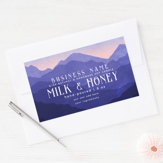 Rustieke Waterverf Blue Mountain Candle Label (Envelop)