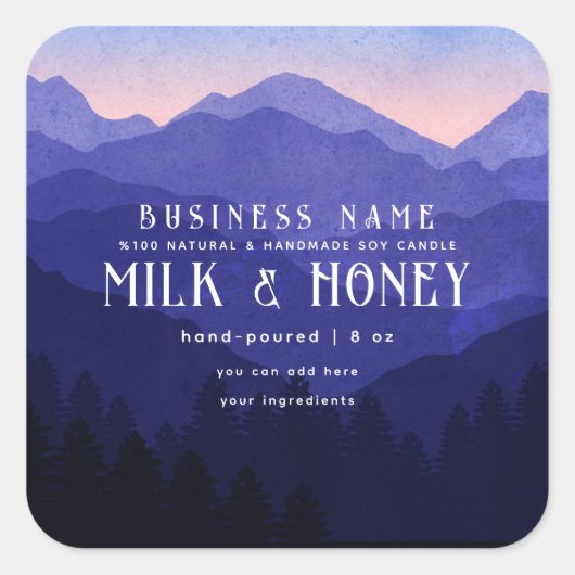 Rustieke Waterverf Blue Mountain Candle Label (Voorkant)