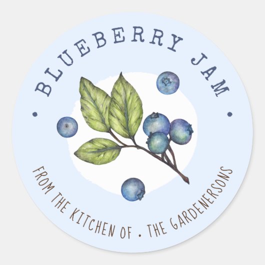 Rustieke Waterverf Blueberry Jam Classic Ronde Sti Sticker (Voorkant)