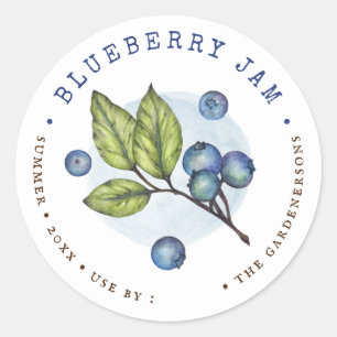 Rustieke Waterverf Blueberry Jam Classic Ronde Sticker