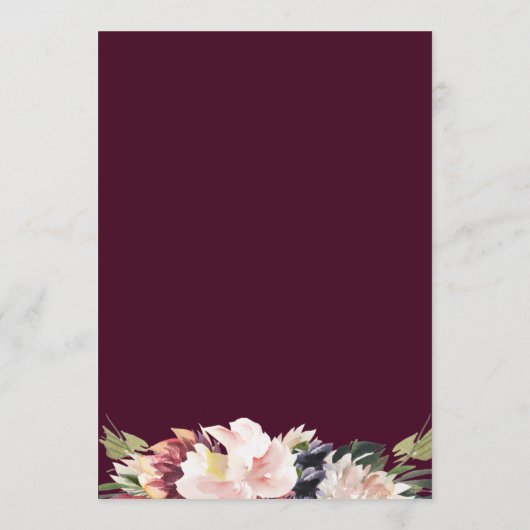 Rustieke Waterverf Blush Plum Bruiloft Tijdlijn Programmakaart (Achterkant)