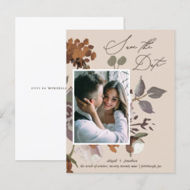 Rustieke Waterverf Boeket Beige Save the Date Uitnodiging Briefkaart