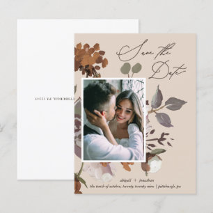 Rustieke Waterverf Boeket Beige Save the Date Uitnodiging Briefkaart
