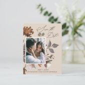 Rustieke Waterverf Boeket Beige Save the Date Uitnodiging Briefkaart (Staand voorkant)