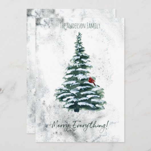 Rustieke Waterverf Boerderij Land Kerstboom Feestdagenkaart (Voorkant / Achterkant)