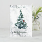 Rustieke Waterverf Boerderij Land Kerstboom Feestdagenkaart (Staand voorkant)