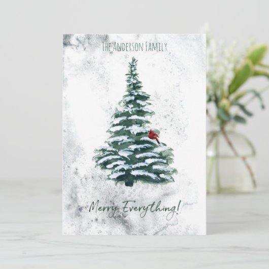 Rustieke Waterverf Boerderij Land Kerstboom Feestdagenkaart (Staand voorkant)