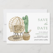 Rustieke Waterverf Boho Cactus bruiloft Save The Date (Voorkant)