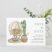 Rustieke Waterverf Boho Cactus bruiloft Save The Date (Staand voorkant)