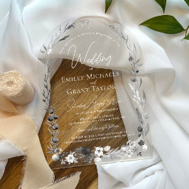 Rustieke Waterverf Boho Floral Elegant Boog Huweli Acryl Uitnodigingen