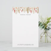 Rustieke Waterverf Boho Floral gepersonaliseerd Briefpapier (Staand voorkant)