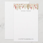 Rustieke Waterverf Boho Floral gepersonaliseerd Briefpapier (Voorkant / Achterkant)