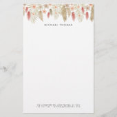 Rustieke Waterverf Boho Floral gepersonaliseerd Briefpapier (Voorkant)