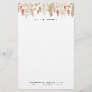 Rustieke Waterverf Boho Floral gepersonaliseerd Briefpapier