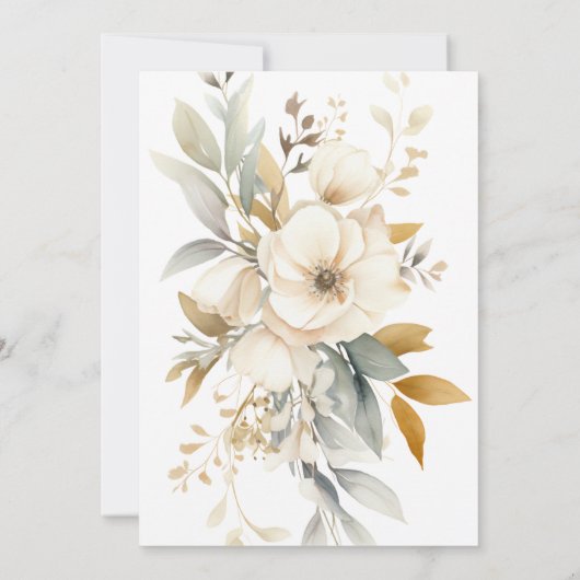 Rustieke Waterverf Boho Floral Wildflower bruiloft Kaart (Achterkant)