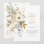 Rustieke Waterverf Boho Floral Wildflower bruiloft Kaart (Voorkant / Achterkant)