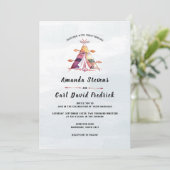 Rustieke Waterverf Boho Tipi Tent Bruiloft Kaart (Staand voorkant)