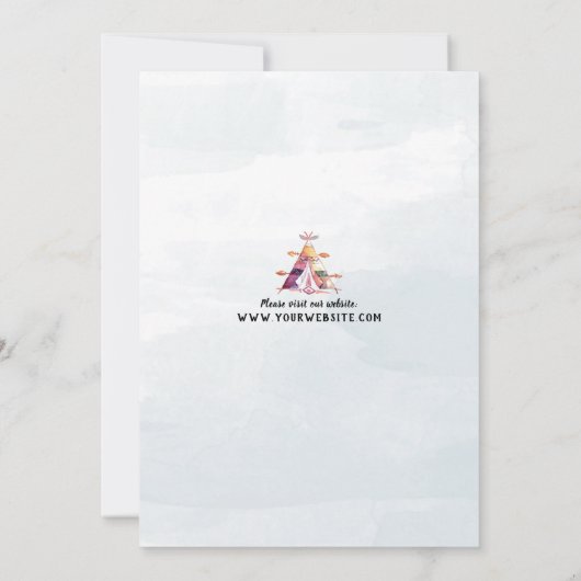 Rustieke Waterverf Boho Tipi Tent Bruiloft Kaart (Achterkant)