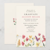 Rustieke Waterverf Boho Wilde Bloemen Afstuderen Kaart (Voorkant / Achterkant)