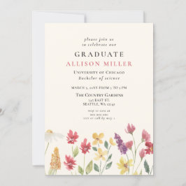 Rustieke Waterverf Boho Wilde Bloemen Afstuderen Kaart