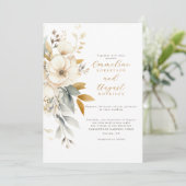 Rustieke Waterverf Boho Wit Bloemen Bruiloft Kaart (Staand voorkant)