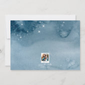 Rustieke Waterverf Bomen en Bergen Dusky Blue Save The Date (Achterkant)