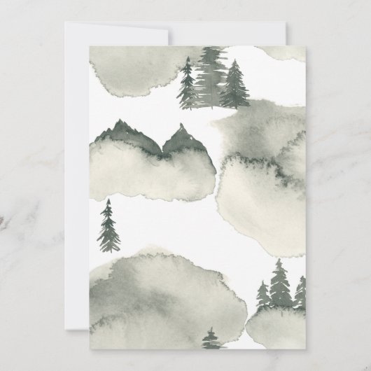 Rustieke Waterverf Bomen Nieuw adres Aankondiging (Achterkant)