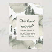 Rustieke Waterverf Bomen Nieuw adres Aankondiging (Voorkant / Achterkant)