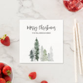 Rustieke Waterverf Bomen Script Vrolijk Kerstfeest Servet (Insitu)