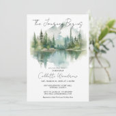 Rustieke Waterverf bos berg reis begint Kaart (Staand voorkant)