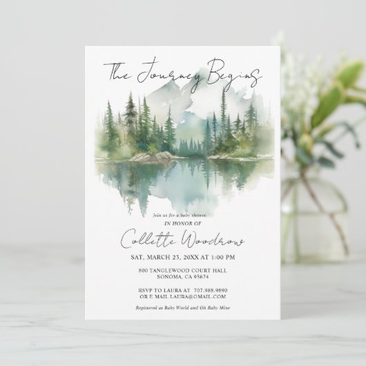 Rustieke Waterverf bos berg reis begint Kaart (Staand voorkant)