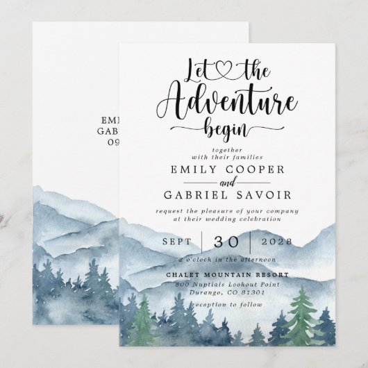 Rustieke Waterverf bos bruiloft avontuur begint Kaart (Voorkant / Achterkant)