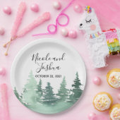 Rustieke waterverf bos bruiloft borden papieren bordje (Feest)