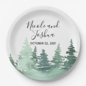 Rustieke waterverf bos bruiloft borden papieren bordje (Voorkant)