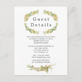 Rustieke Waterverf Bos Bruiloft Gast Details Informatiekaartje