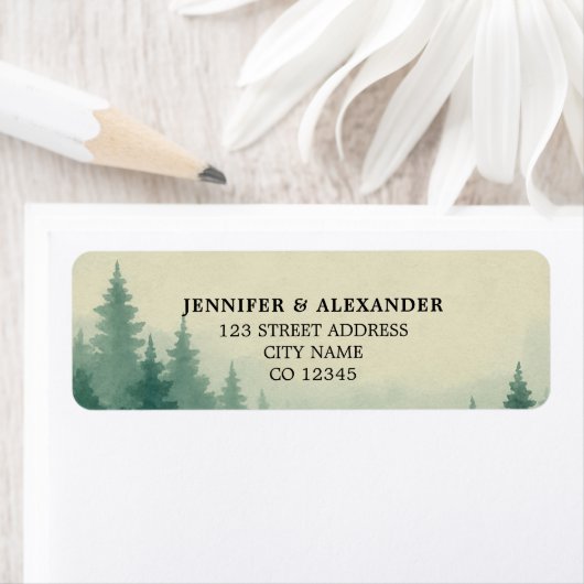 Rustieke waterverf bos bruiloft retour adres etiket (Insitu)