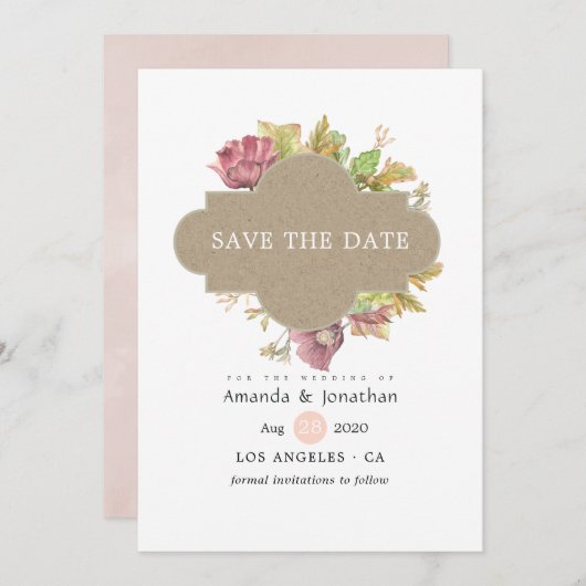Rustieke Waterverf Bos Bruiloft Save The Date (Voorkant / Achterkant)