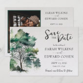 Rustieke Waterverf Bos Bruiloft Save the Date (Voorkant / Achterkant)