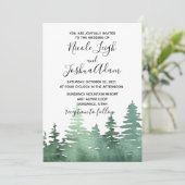 rustieke waterverf bos bruiloft uitnodiging (Staand voorkant)