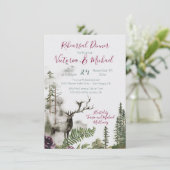 Rustieke Waterverf Bos Herten Repetitie Diner Kaart (Staand voorkant)