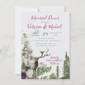 Rustieke Waterverf Bos Herten Repetitie Diner Kaart (Voorkant)