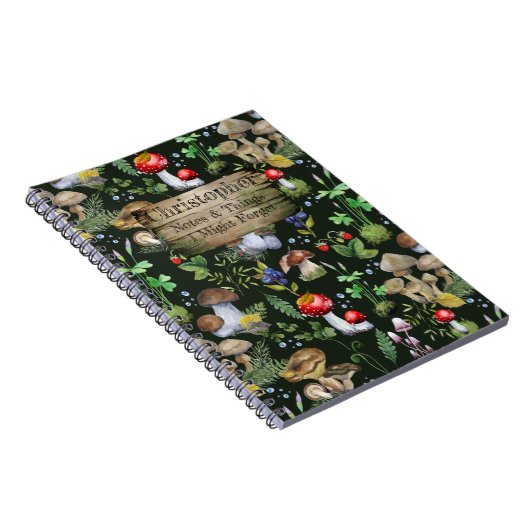 Rustieke Waterverf Bos Paddenstoelen Mos Planten Notitieboek (Rechterzijde)