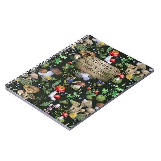 Rustieke Waterverf Bos Paddenstoelen Mos Planten Notitieboek (Linkerzijde)