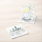 Rustieke Waterverf Bos Pinery Bruiloft Kartonnen Onderzetters (Insitu)