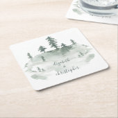 Rustieke Waterverf Bos Pinery Bruiloft Kartonnen Onderzetters (Schuin)