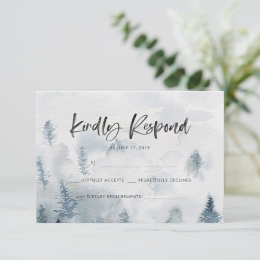 Rustieke Waterverf bos RSVP-kaarten RSVP Kaartje (Staand voorkant)