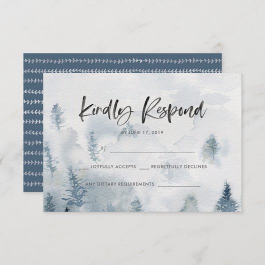 Rustieke Waterverf bos RSVP-kaarten RSVP Kaartje (Voorkant / Achterkant)