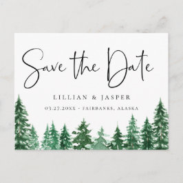 Rustieke Waterverf Bos Save the Date Aankondigingskaart