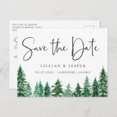 Rustieke Waterverf Bos Save the Date Aankondigingskaart (Voorkant / Achterkant)