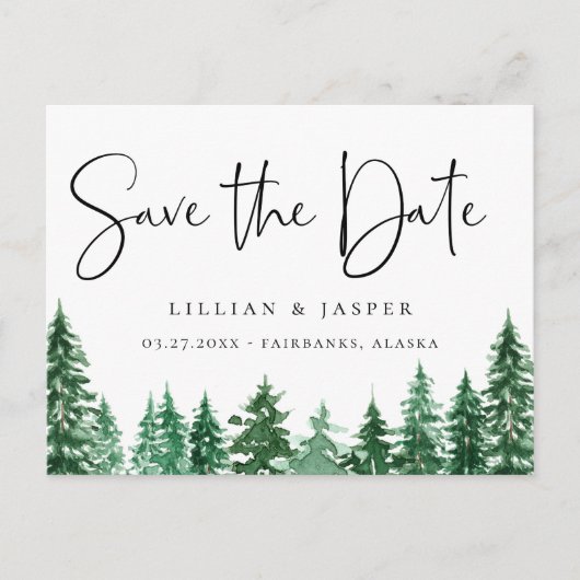 Rustieke Waterverf Bos Save the Date Aankondigingskaart (Voorkant)